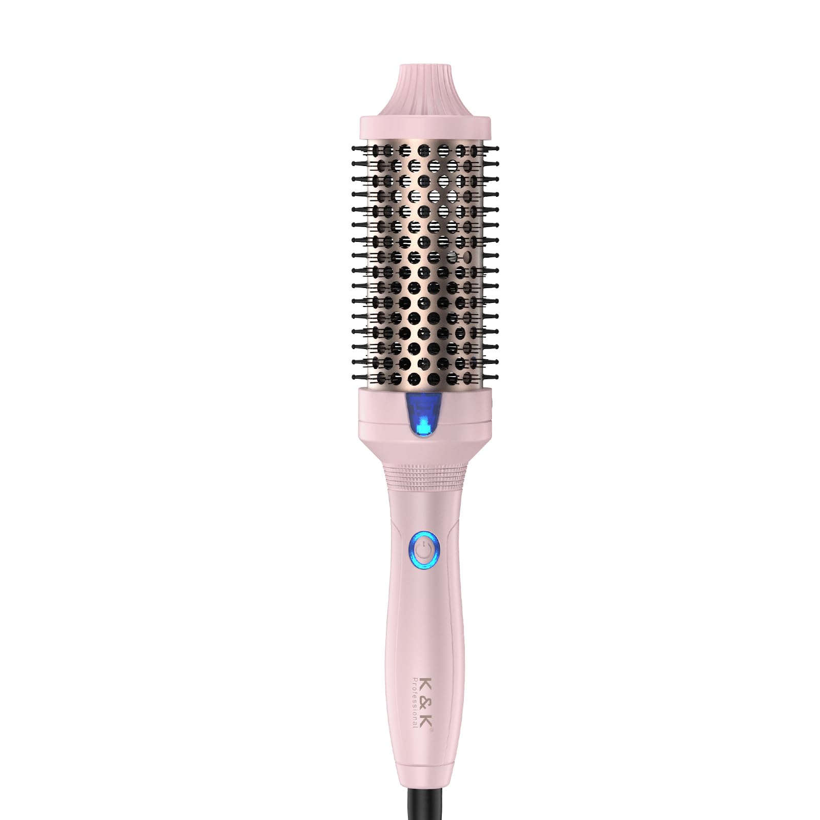 K&K Brosse thermique Keratin Thermal Brush Protect Tonneau chauffant Brosse à cheveux chaude ionique lisse Peigne volume Lisseur Bigoudis Outil de coiffage, Double tension (45 mm)