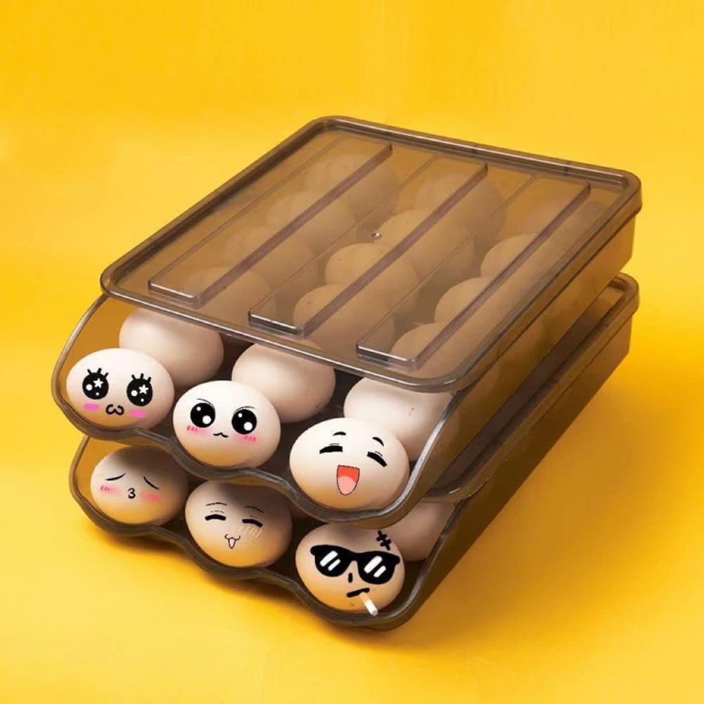 ZYWUOY Boîte de rangement automatique pour œufs de réfrigérateur, convient pour le réfrigérateur et la maison de la ferme