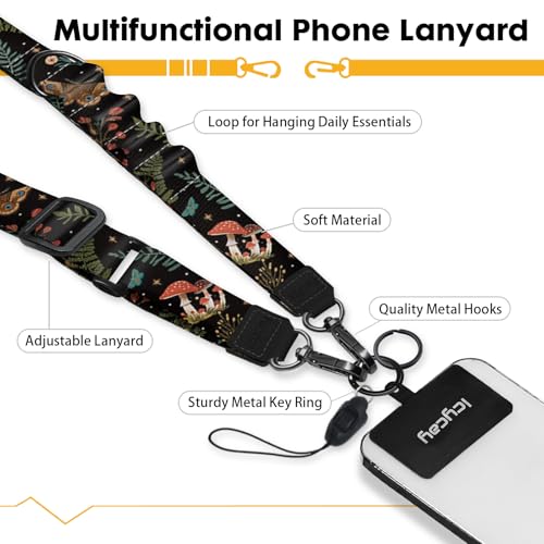 Image of Icycay Phone Lanyard Crossbody Strap Adjustable Teacher Women Butterfly | for Cell Phone Case Keys ID Badges, Anti Theft, Multifuctional, Neck Phone Holder, Travel Hiking Essential Accessories, Gifts