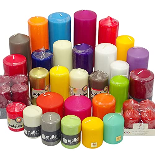 10 kg Witap Stumpenkerzen Qualitätskerzen Blockkerzen Kerzenpaket Set farblich bunt gemischt 1. Wahl – Bild 5