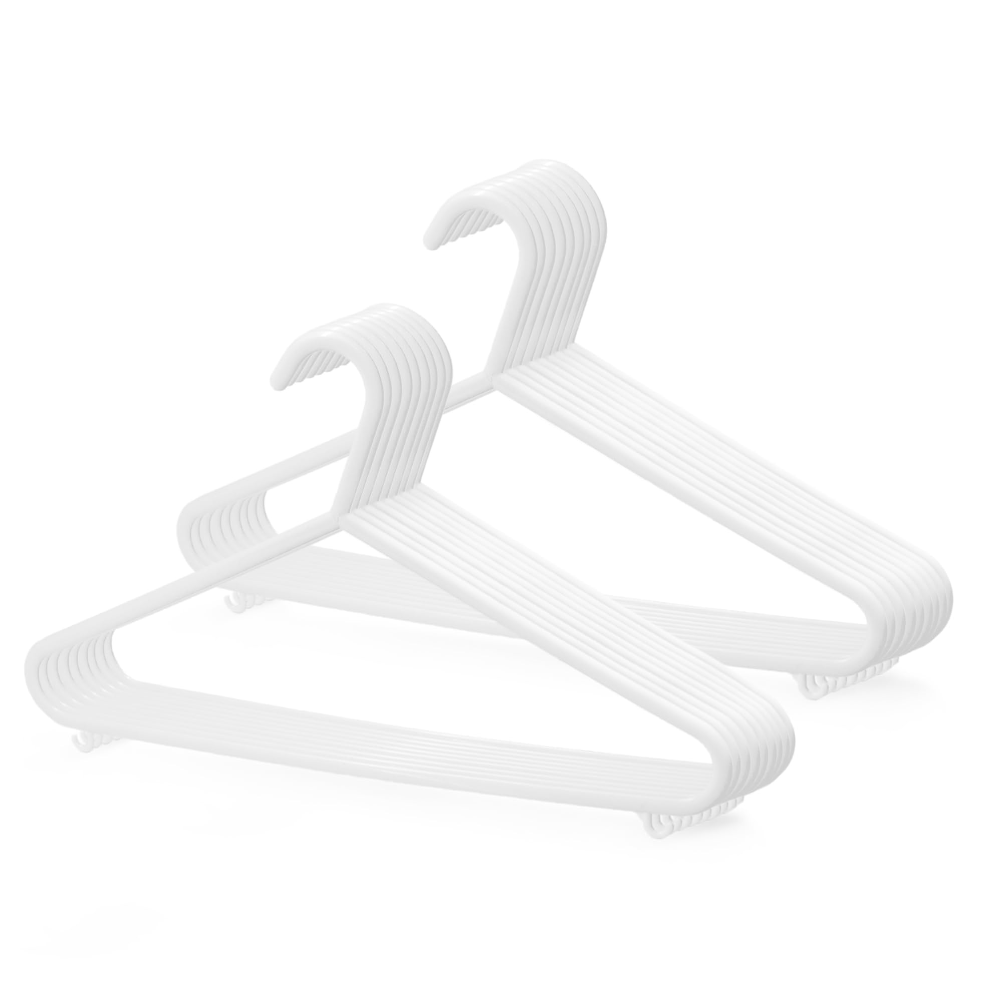 KEPLIN Adult Plastic Coat Hangers - Strong Clothes Hangers for Clothes Rail & Closet, Clothing Hanger with Suit Pants Trouser Bar and Clips, Space Saving