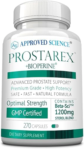 Approved Science Prostarex - Suplemento de próstata - Saw Palmetto, 1200 mg de beta-sitosterol, bioperina - 270 cápsulas - suministro para 3 meses