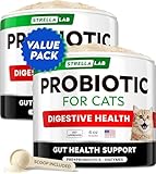 StrellaLab Cat Probiotic Powder - Probiotics for Cats with Diarrhea - Easy to Mix Powder - Cat Probiotics for Indoor Cats, Health Supplies Food Supplement, Digestive Support (8 oz/Pack of 2)