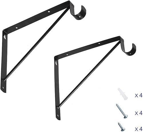 Miniatura 4 de Soportes para estantes y varillas, soportes para estantes de pared color blanco, SRB300-parent (negro 2 unidades)