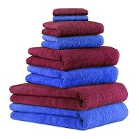 Lot De 4 Serviettes De Bain Betz En 100% Coton - 1 Drap De Bain, 1 Serviette De Douche, 1 Serviette Toilette, 1 Gant (Couleur Prune) - 4