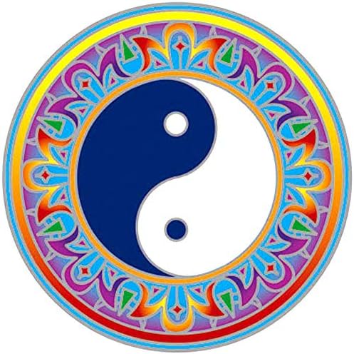 Yin Yang - Stained Glass Window Art Sticker/Decal (5.5" Circular)