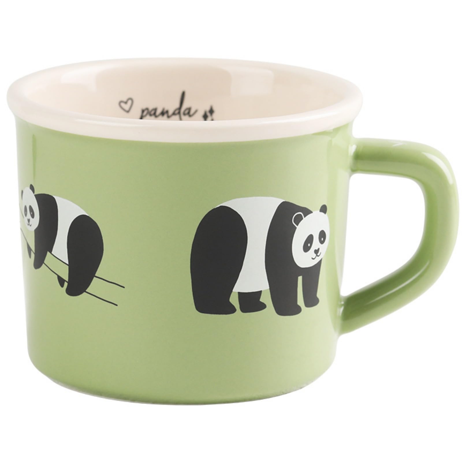 HeardbeliCeramic Coffee Mug Coffee Cup Tea Cup with Handle 400ML/13.5OZ, Cute Cartoon Panda Design, Green Color, Unique Fun Gift