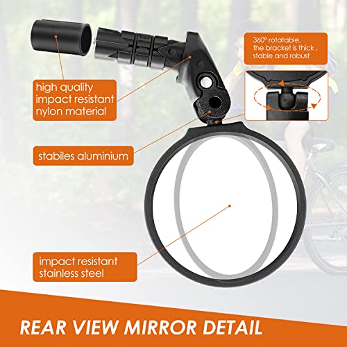 Arkham Bike Mirrors for Handlebars HD 360° Rotating Bar End Bicycle Mirror, Bicycle Rear View Mirrors - Image 2