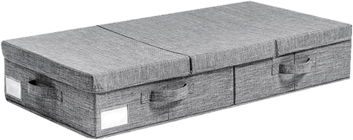 -bed Storage Bin with Lid, Multi-functional Clothes Organizer Box, Foldable Gray Fabric Storage Container for Home and Bedroom Organization