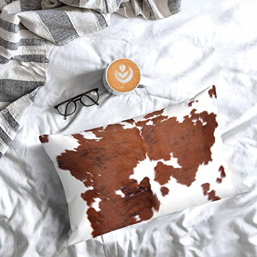 Mugod Throw Pillow Case Real Brown Cow Cowhide Pattern,Decorative Home Cushion Cover Home Rectangle 20X30 Inches Pillowcases #TOP6