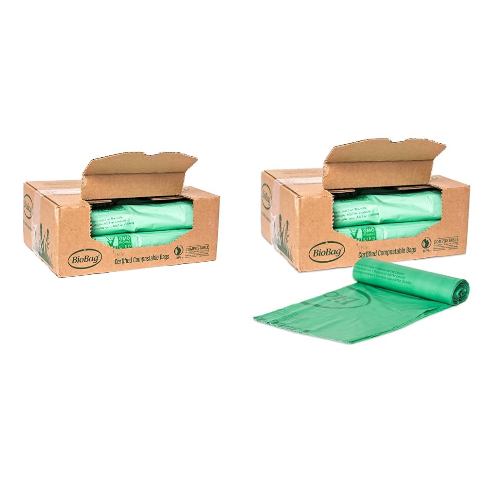 BioBag (USA) The Original Compostable Bag, 64 Gallon, 60 Count, 100% Certified & (USA) The Original Compostable Bag, 33 Gallon, 120 Count, 100% Certified Compostable Trash