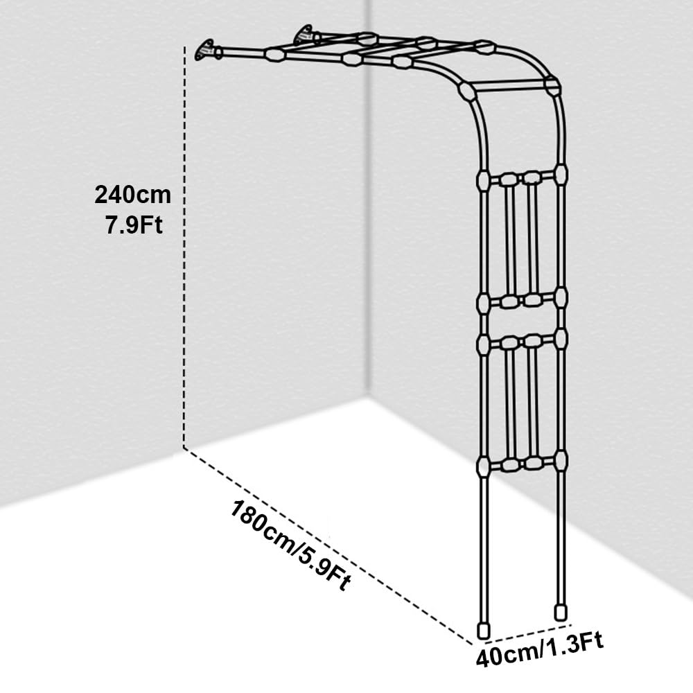 Demi-Arche De Jardin Arceau À Roses Metal 60/90/120/150/180/220/240/260/300cm Large, Support pour Plantes Grimpantes,Arcade À Roses(180cm W x 240cm H)