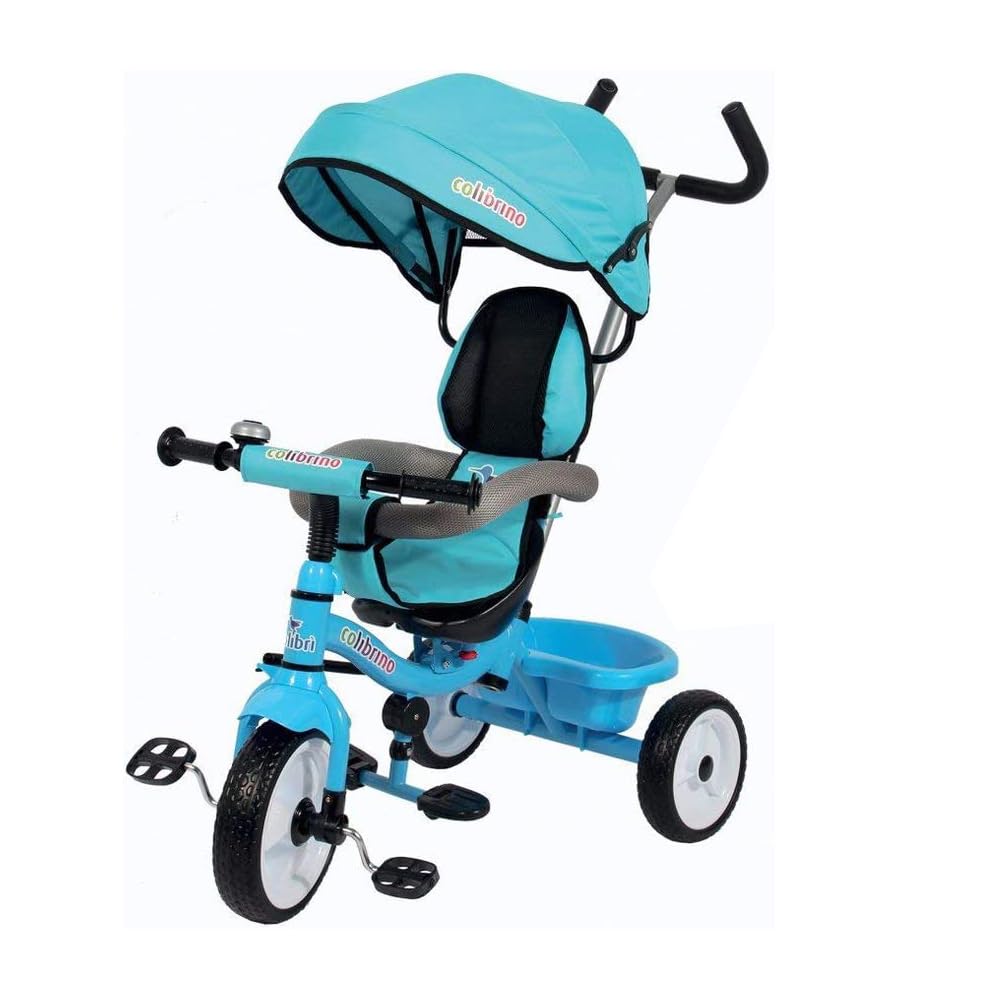Colibrì Triciclo Bambini 1 anno Passeggino Fronte Mamma e Strada Leggero | Treciclo Regolabile Bimbo Bimba 9 mesi Colibrino Blu