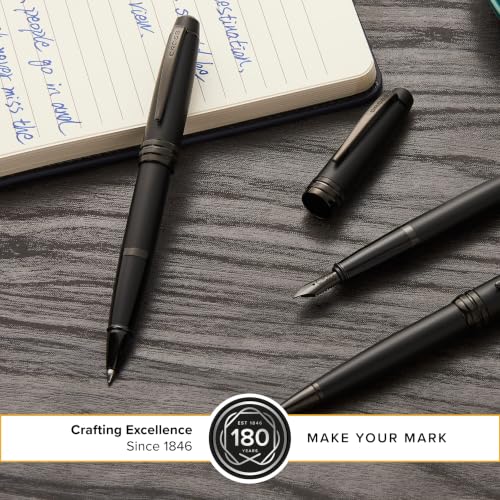 Image of Cross Bailey Matte Black Refillable Rollerball Pen ? Medium Point, Black Ink, Presented in a Premium Gift Box