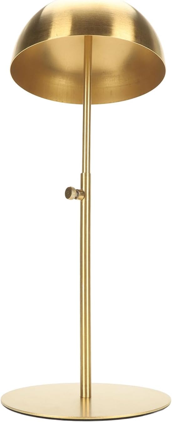 Hat Stand, Adjustable Height 7.9 to 15.7in Brushed Stainless Steel Hat Display Stand, Rack with Three Dimensional Design for Baseball Caps Fisherman Hats and Wigs (Gold)