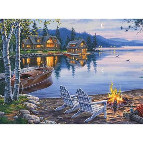 Broderie diamant 5D paysage au bord du lac Instarry 100x60 cm de loisir créatif