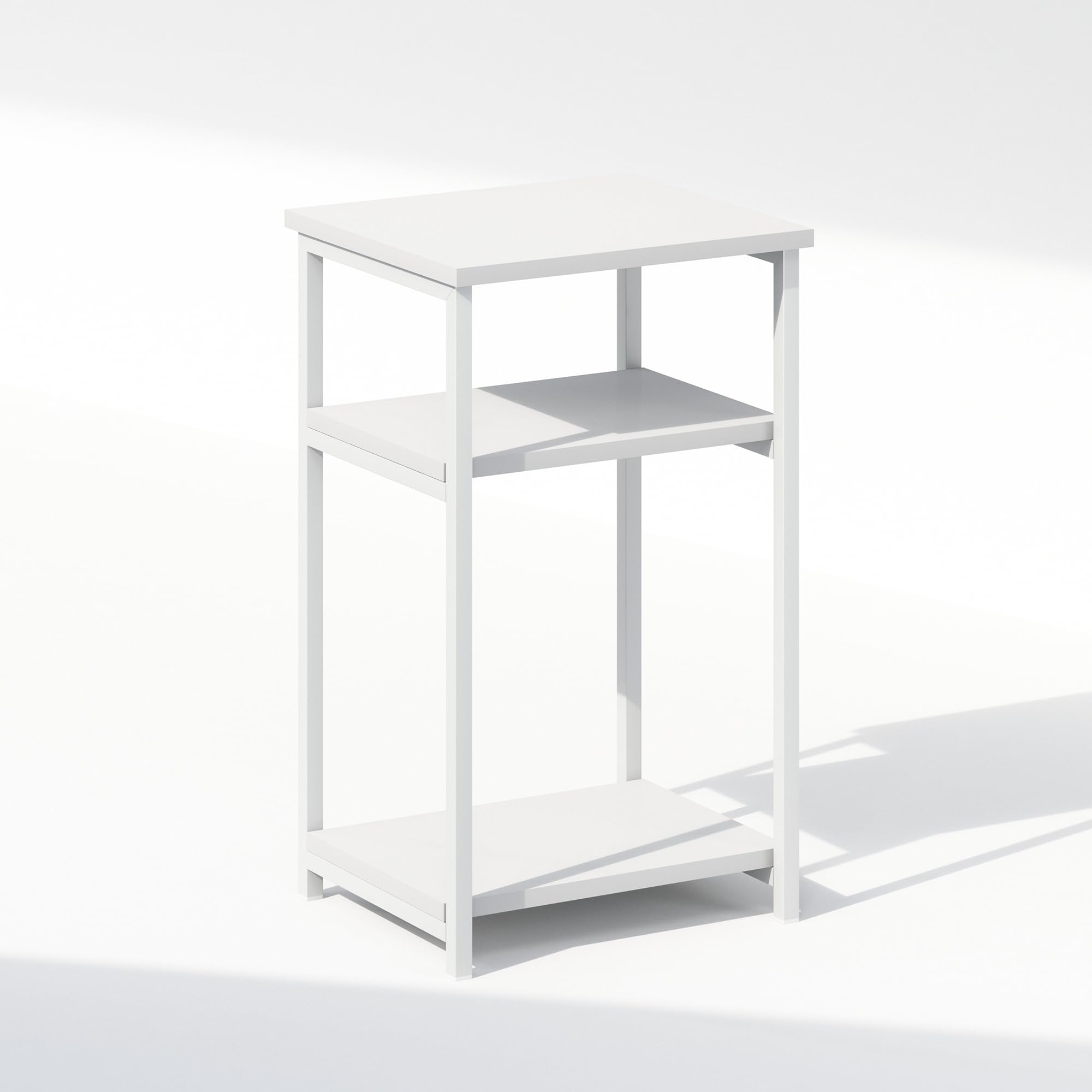 Table de chevet blanche à 3 niveaux et structure en métal Furinno
