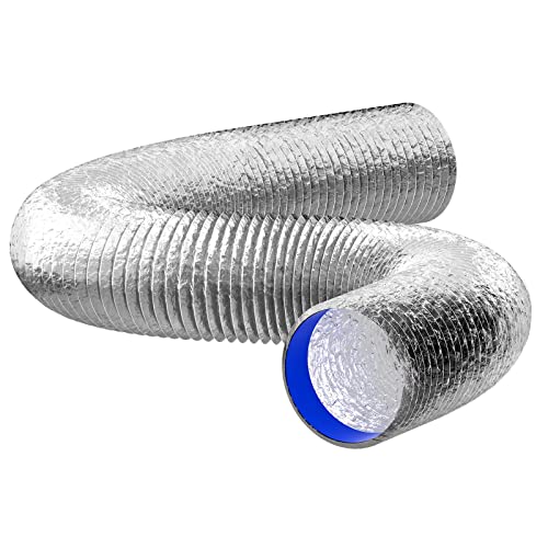 Hon&Guan Tuyau d'évacuation d'air flexible avec double feuille d'aluminium - Diamètre : 100 mm - Pour hotte, sèche-linge, sèche-linge (tuyaux de 2 m) Cover
