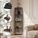 ZOUTOG 5 Tier Corner Shelf with LED Light, 62 Inch Tall Standing Narrow Bookshelf for Small Space with Storage Rack, Wooden Plant Corner Display Shelf with Metal Frame for Bedroom, Living Room - Image 4