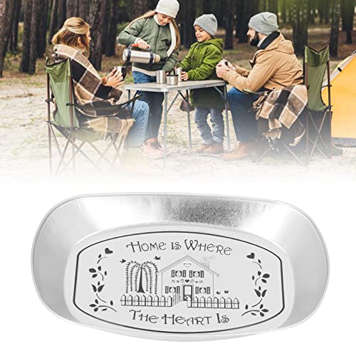 lvifloae Tinplate Serving Tray Camping Tableware Oval Metal Picnic Plate Reusable Plate Portable Fruit Plate for Picnics Parties Gatherings (Home)