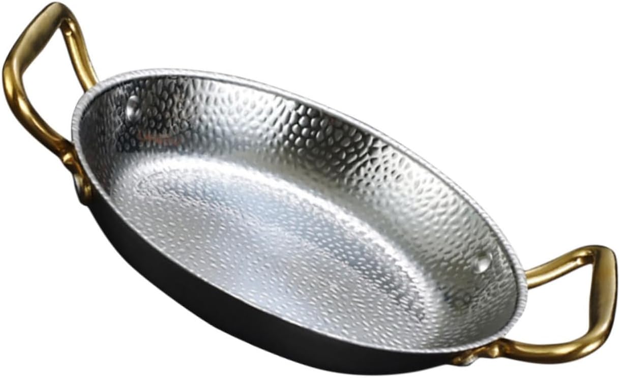 Zerodeko Household Double Handle Stainless Steel Paella Pan Cooking Pot for Home Use Rapid Heating Energy Saving Kitchen Accessory