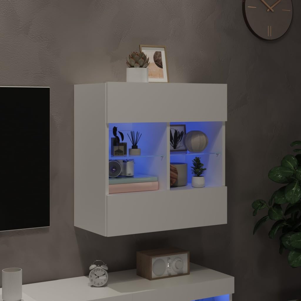 Armario de pared para TV con iluminación LED RGB, aparador de