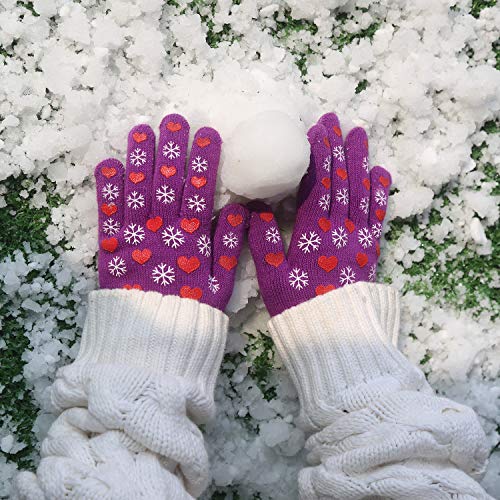 Image of Evridwear Kids Winter Gloves,3 Pairs Knit Warm Stretch Gripper Children Magic Glove for Boys Girls 4-14 Years