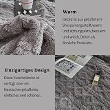 WONGS BEDDING Kuscheldecke 150x200 Flauschig Sherpa Decke,Sofaüberwurf Fleecedecke,Dick Sofadecke Doppelgesicht Extra Warme & Weiche Couchdecke Grau Wohndecken