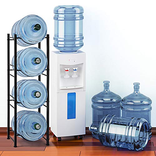 4-Tier Water Bottle Holder Cooler Jug Rack Organizer, 5 Gallon Water Bottle Stackable Storage Shelves Detachable Water Dispenser Stainless Steel Rack Easy Assemble for Kitchen Drawing Room, Black - Thumbnail 6