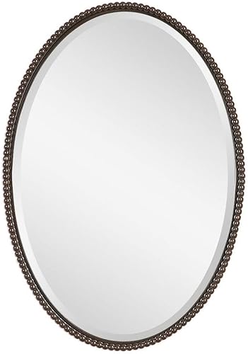 Uttermost Espejo de pared ovalado de bronce Sherise de 22 x 32 pulgadas