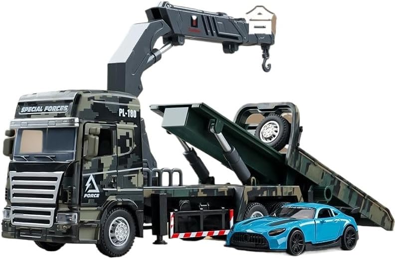 大型合金レスキュートラクターモデル 子供用エンジニアリングクレーンシミュレーション輸送車 リトラグ式モーションライトサウンド効果 4