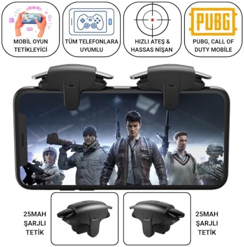 Coofbe Profesyonel Yüksek Hassasiyetli 2 Adet Şarjlı Telefon Tetik Mobil Oyun Tetik Aparatı 4 Buton Nişan Ve Tetik Tuşu - Görsel 2