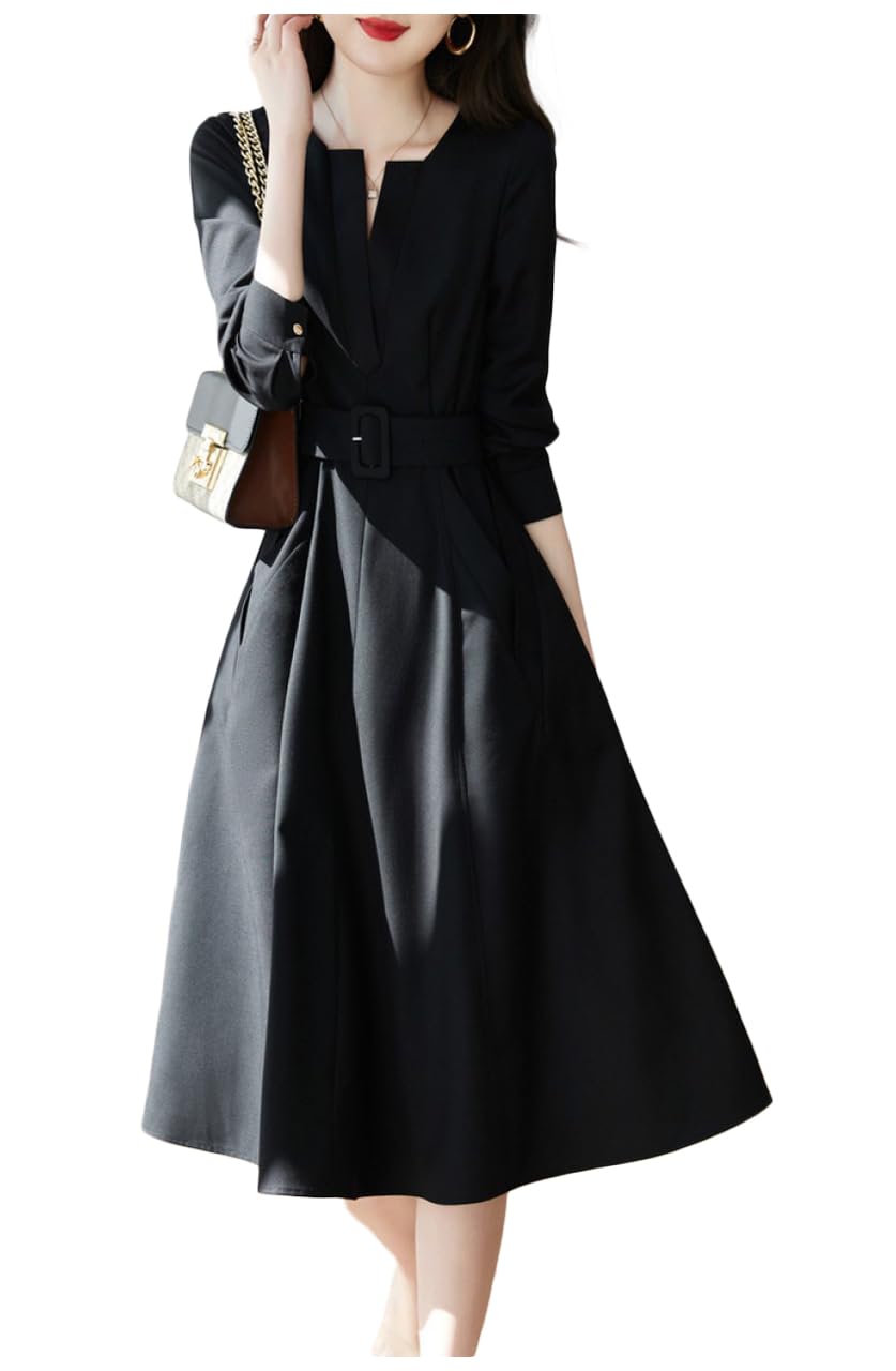 MIDDLE　ウエスト切り替え　M　ミドルワンピース MidiUmi ワンピース ウエスト切り替えロングワンピース