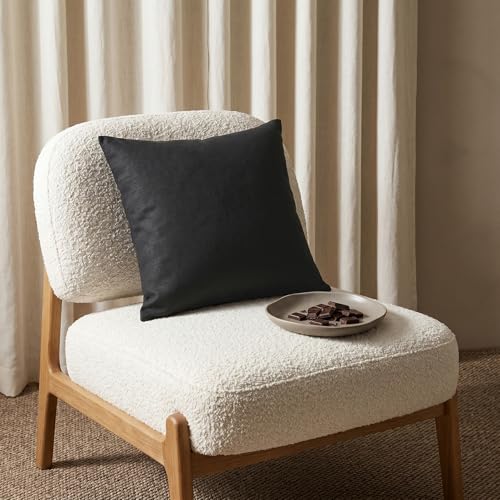 Solino Home 100% Pure Linen Decorative Throw Pillow Cover 20 x 20 Inch - Black Pillow Case with Invisible Zipper - Montauk, Accent Cushion Cover for Couch, Bed, Chair, Sofa Livingroom Home Decor by Solino Home - Used condition - US$32.66