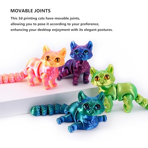 QINGMIAO Gato impresso em 3D, brinquedos articulados de gato preto para adultos, brinquedos fidget d