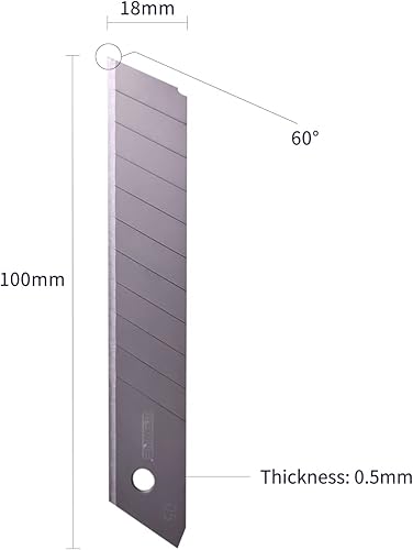 Miniatura 2 de Cuchillas de repuesto de cuchillo utilitario de 0.709 in, cuchillas de acero SK4 a presión de 60 grados para cuchillos de corte retráctiles, hobby,