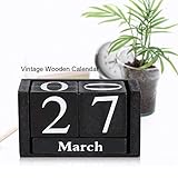 Bloque de madera: calendario de bloques de madera de alta calidad para el mes y la fecha. Con dos bloques de números grandes y un bloque de mes. Las piezas de madera pequeñas representan 12 meses y 2 dados representan la fecha.