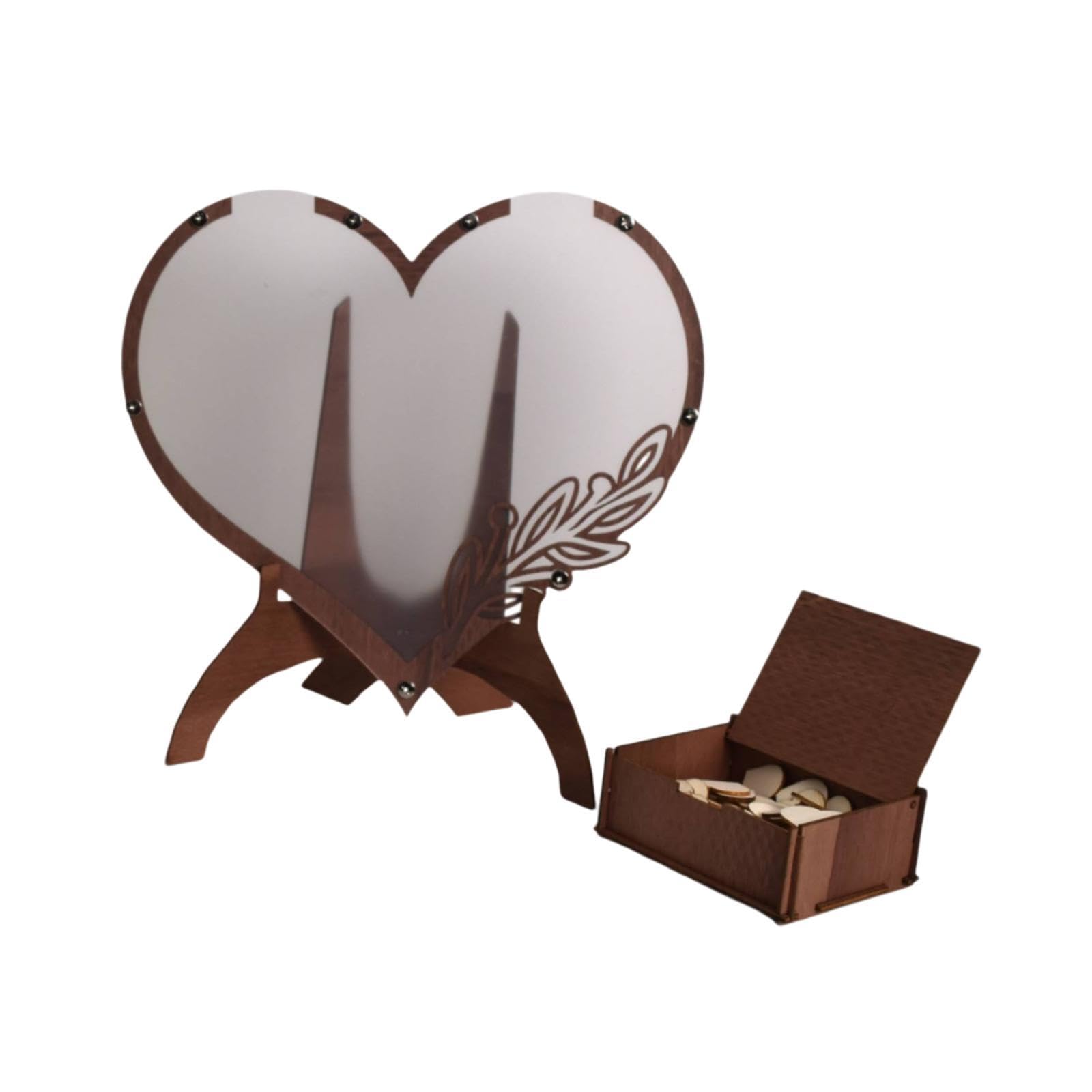 Perfeclan Libro de Firmas de Boda con Marco Corazón Tablero de Madera Tarjetas Acrílicas Decoración para Firmas Regalos Originales Adecuado para Celebraciones