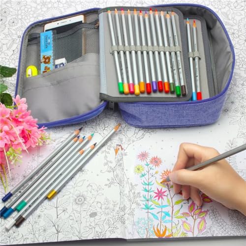 Estojo Box Escolar Grande 100 Lápis Nylon Com 72 Elásticos (Lilás)