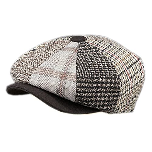Heavyoff Homme Casquette Souple Tweed Casquette Gavroche 8 Panneaux Béret