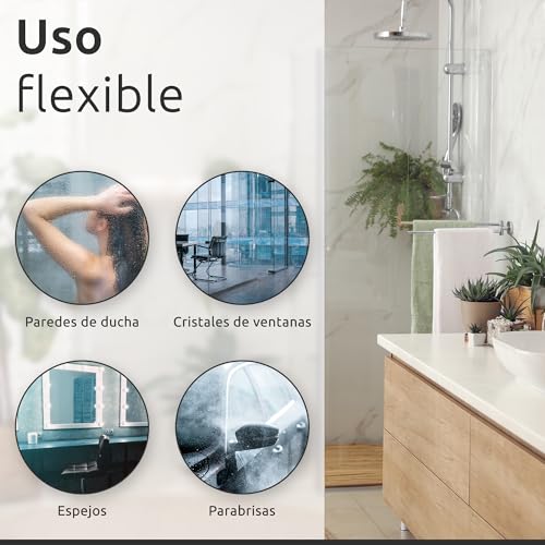Miniatura 6 de Ecence Rasquetas Limpiacristales Para Ducha De Silicona - Limpia Mamparas Cristal Con Soporte Para Colgar Y Gamuza De Microfibra - Negro - 21cm