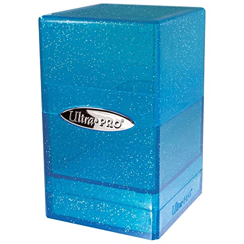 image for Ultra Pro - Satin Tower 100+ Card Deck Box (Glitter Blue) - Protect Yo