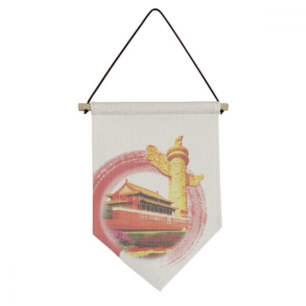 Drapeau rond en toile Tiananmen suspension murale patriotique de salon