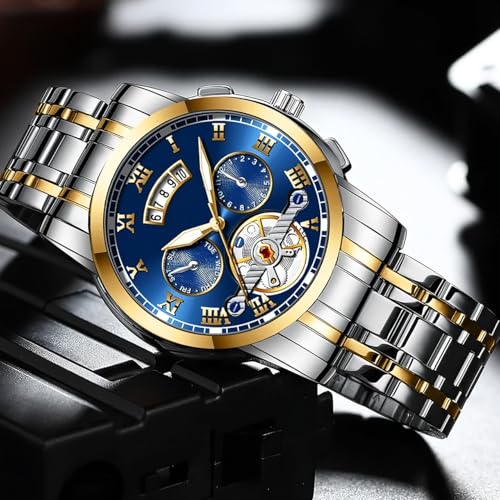 Image of KITCONE Multicolour Dial Analogue Men's Wrist Watch with Date Calendar, Metal Case and Strap -BRRD1