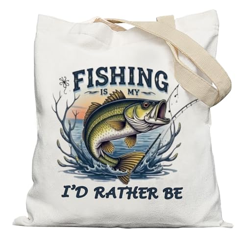 APJYM Fishing Camping Tote Bag, I'D Rather Be Fishing Bag, Fisherman Gifts, Funny Fishing Gifts for