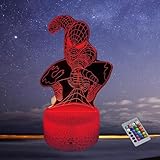 Hasdlga 3D Illusion LED Lamp,Night Light for Kids,16 Colors Changing Touch & Remote Control Superhero Christmas Gifts for Boys Girls