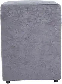 Puff Decorativo Cubo Grande, 45x34x34cm, Estrutura em Madeira, Revestimento em Suede, para Sala, Quarto, Escritório (Cinza, Grande)