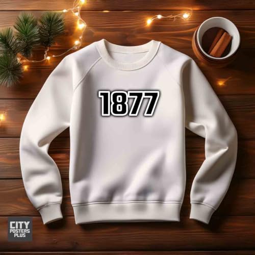 Sweatshirt retro 1877 blanc col rond pull mode urbaine unisexe - 3