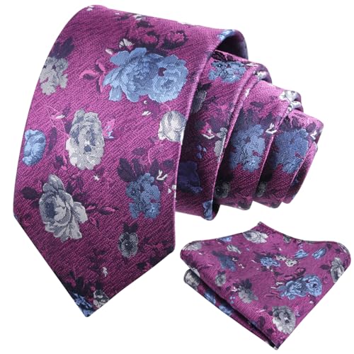 Image of Alizeal Mens 3.15'' Colorful Flower Pattern and handkerchief Necktie Set