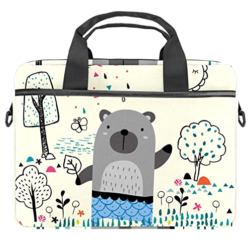 Sacoche ordinateur 13-14 pouces au motif ours coloré pour les cours et le bureau